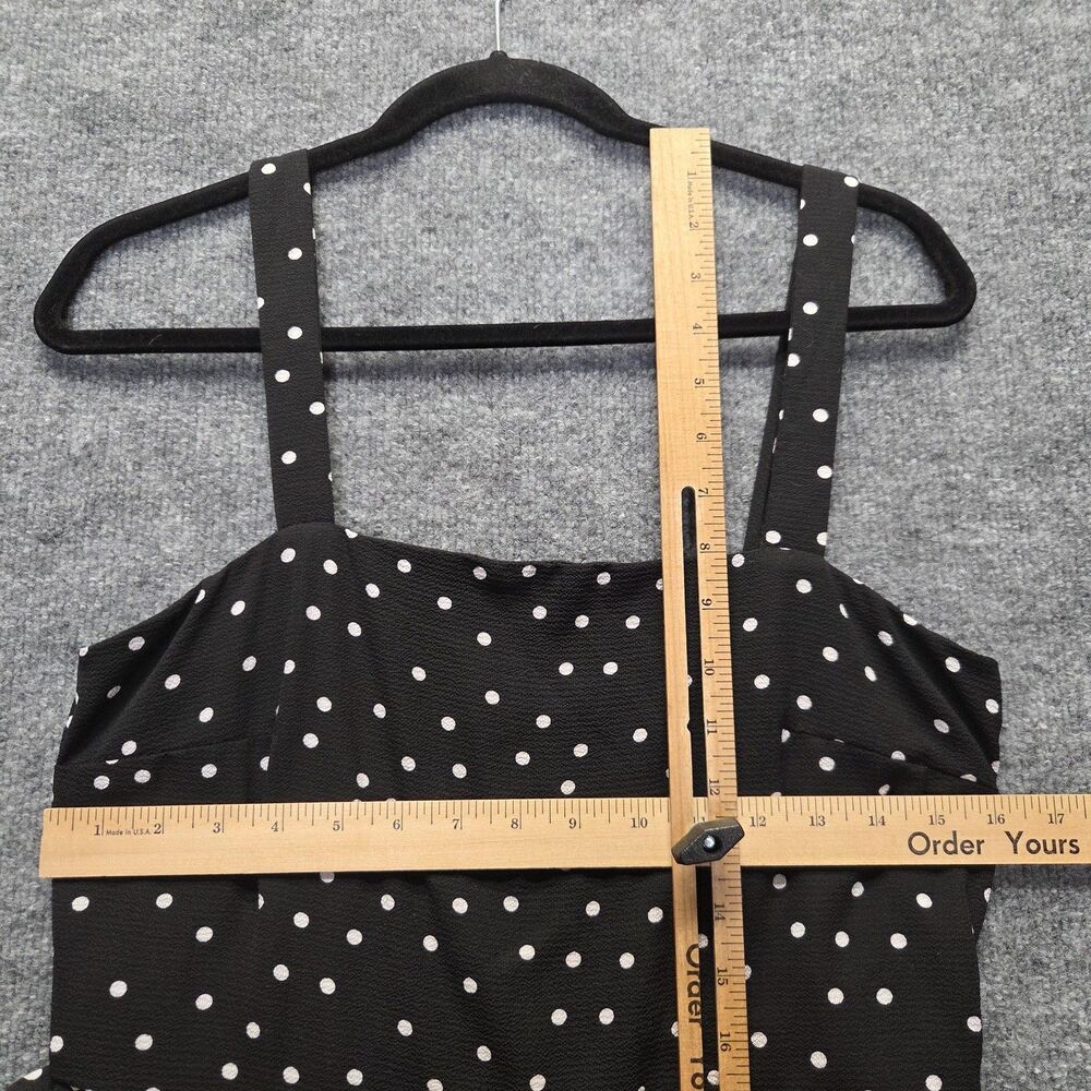 Row A Jumpsuit Womens XL Black White Polka Dot Wide Leg Belted Sleeveless Crepe - Picture 5 of 7